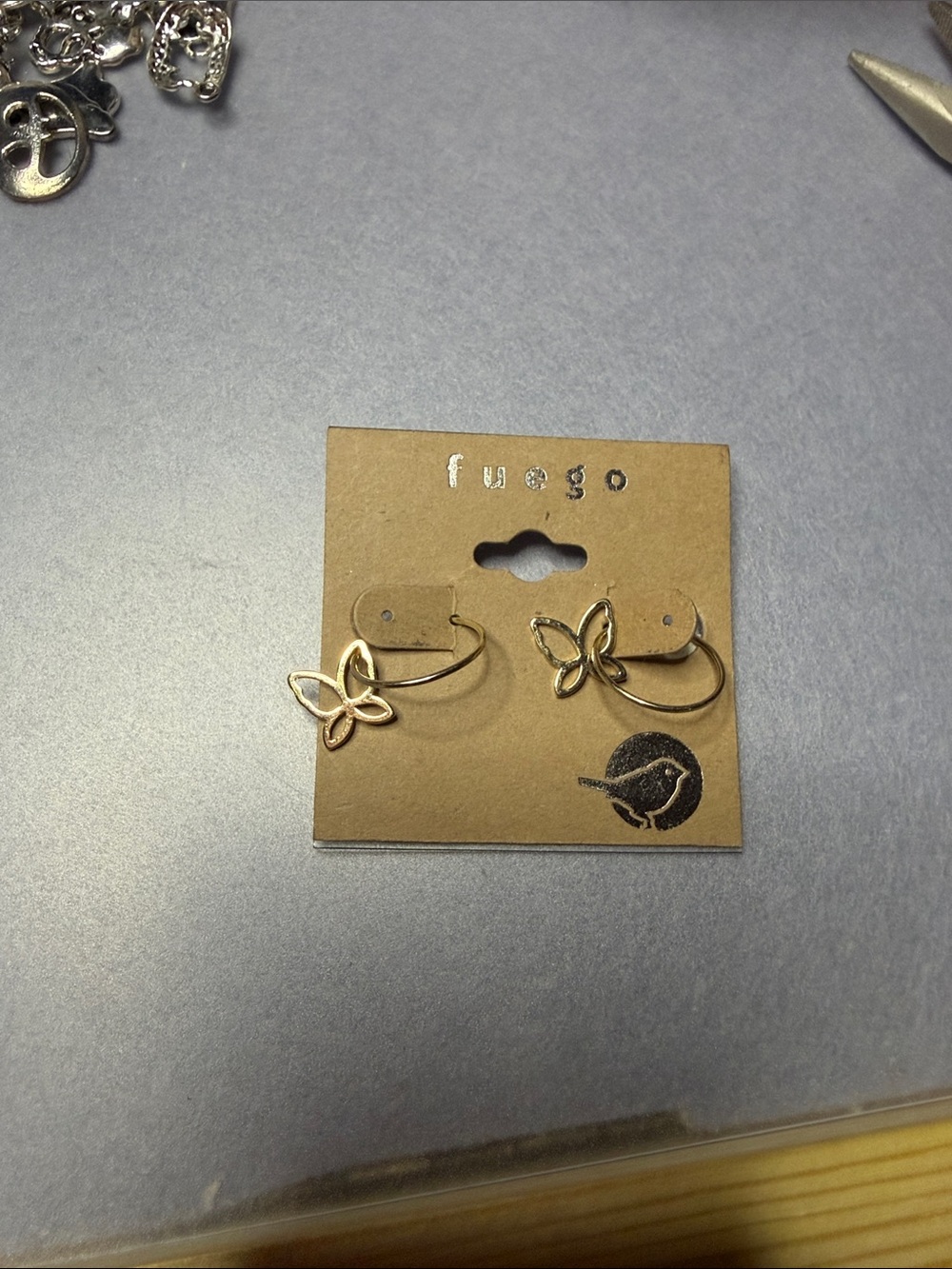 Fuego Gold Butterfly Hoop Earrings